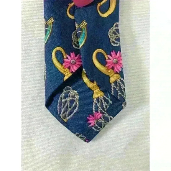 Leonard‎ Paris Silk Necktie Italy Blue N120 Designer Geometric Mens - Picture 5 of 8